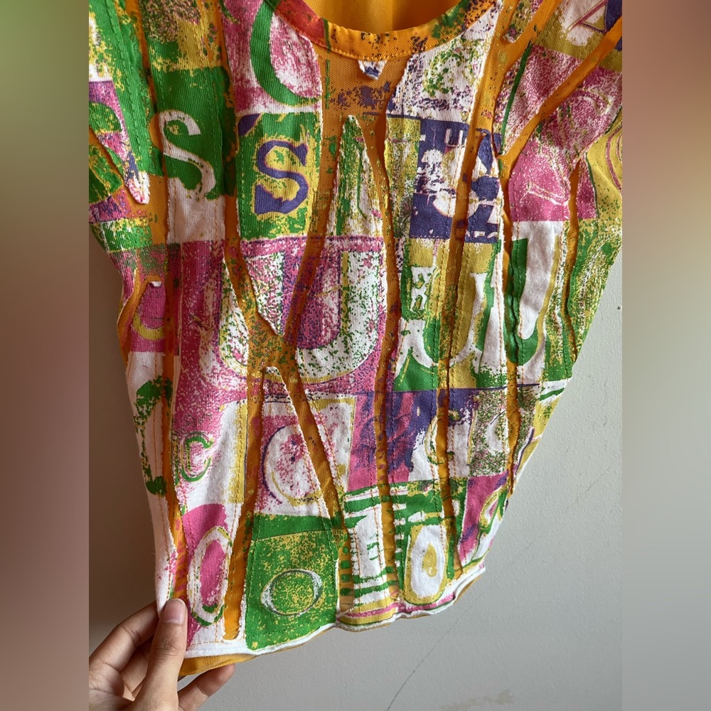 Parasuco Y2K Orange abstract sheer cropped top - Picture 7 of 12